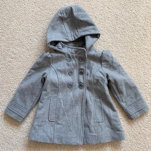 Toddler girls light gray pea coat - size 4T